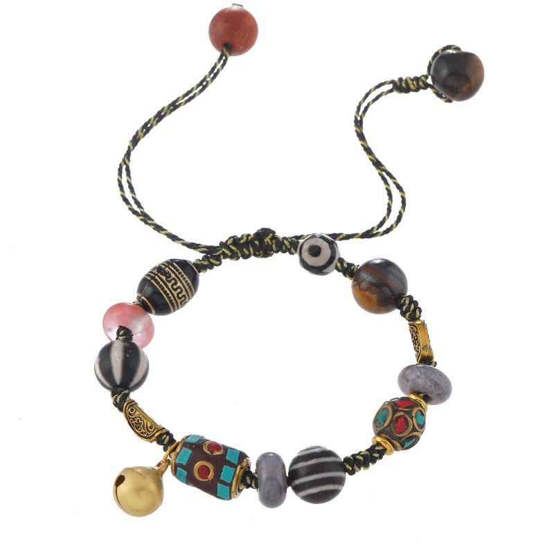 Retro hand-woven bracelet Tibetan dzi bead bracelet niche design men's and women's hand rope accessories