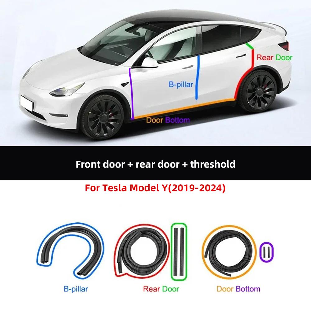 Door Seal Soundproof Kit For Tesla Model Y   -2024 Model 3 - Wind Noise Kit Front Trunk Strip Sealing Set