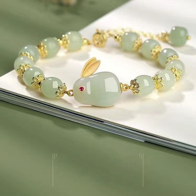 Year Lucky Rabbit Beaded Bracelet for Women Elegant Red Beads Fu Letter Charm Bracelet Chinese Jewelry Festive Gifts