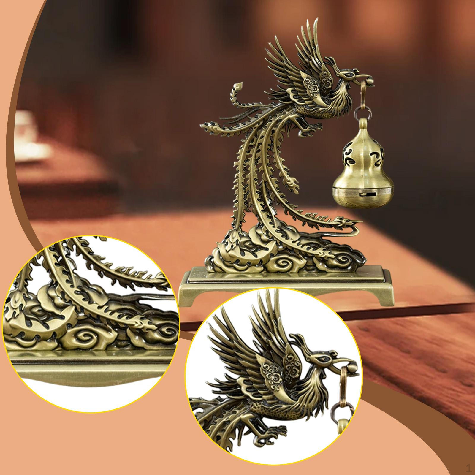 

Статуэтка Арома Орнамент Подвесная Благовонница, Китайский Винтажный Держатель для Конусов для Офиса, СПА, золотой