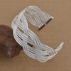 Women Vintage Woven Bracelet Silver Plated Copper Bangle Girls Ethnic Style Wristband Wrist Jewelry