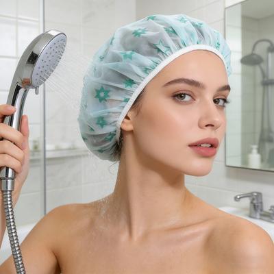 5 Stück Duschhauben Wasserdichte Duschhaube für die Haare Große Größe Elastisches Band Reisefreundlich Faltbar Bade-Spa-Duschhauben