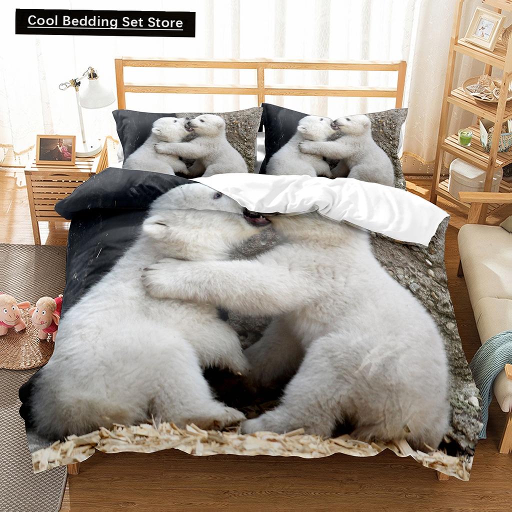 Brown Raccoon King Queen Double Full Duvet Cover Lovely Animal Bedding Set Wildlife Quilt Cover 2/3pcs Polyester Comforter Cover
