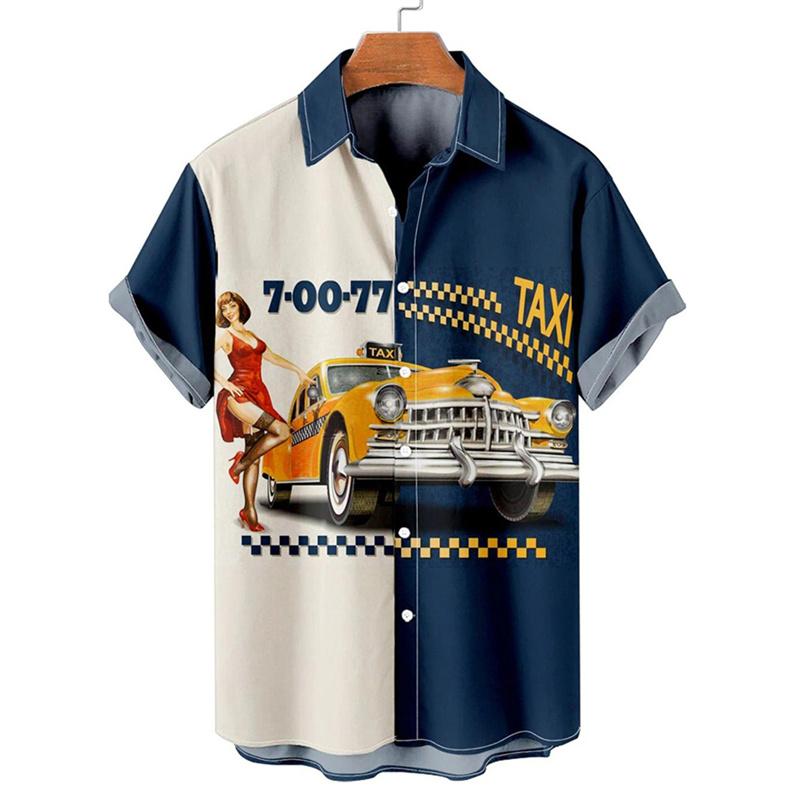 Shirts For Men 3d Vintage Fashion Violin Rocker Printed Rockabilly Hawaiian Shirt Short Sleeve Tops Outdoor Street Clothing