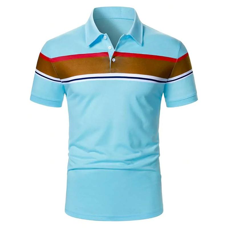 Haine de vară pentru bărbați Mânecă scurtă cu dungi Polo pentru bărbați Casual Elasticitate Polo pentru golf Topuri