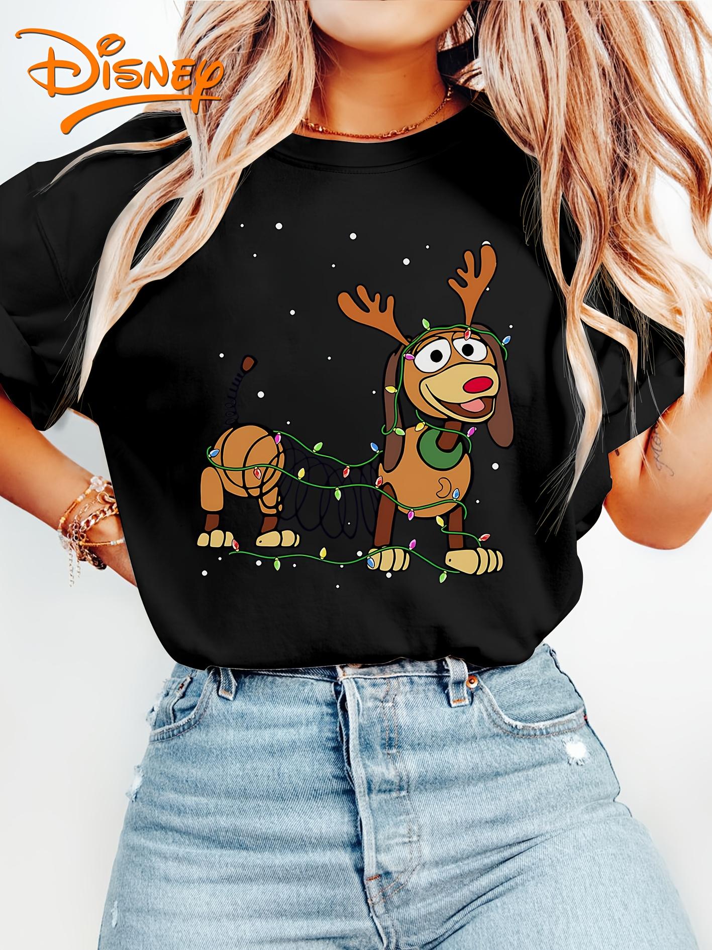 

MINISO Disney Toy Story Slinky Dog Christmas T Shirt Vintage Women s Men s Tees Short Sleeve Oversized Couple O-Neck Top Casual S