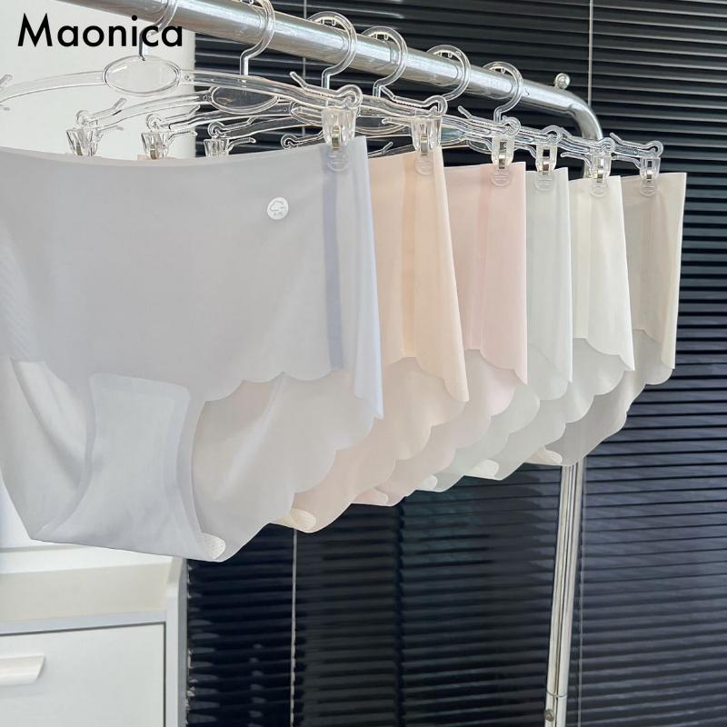 Women's Ultra-thin Mask Panties No Trace Ice Silk Panties Women's Mid-waist Triangular Pants M-XL