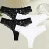 FINETOO 4Pcs Women Lace Floral Underwear Sexy Hollow Out Thongs Breathable Low Waist Panties Girls Invisible Stretchy Lingerie