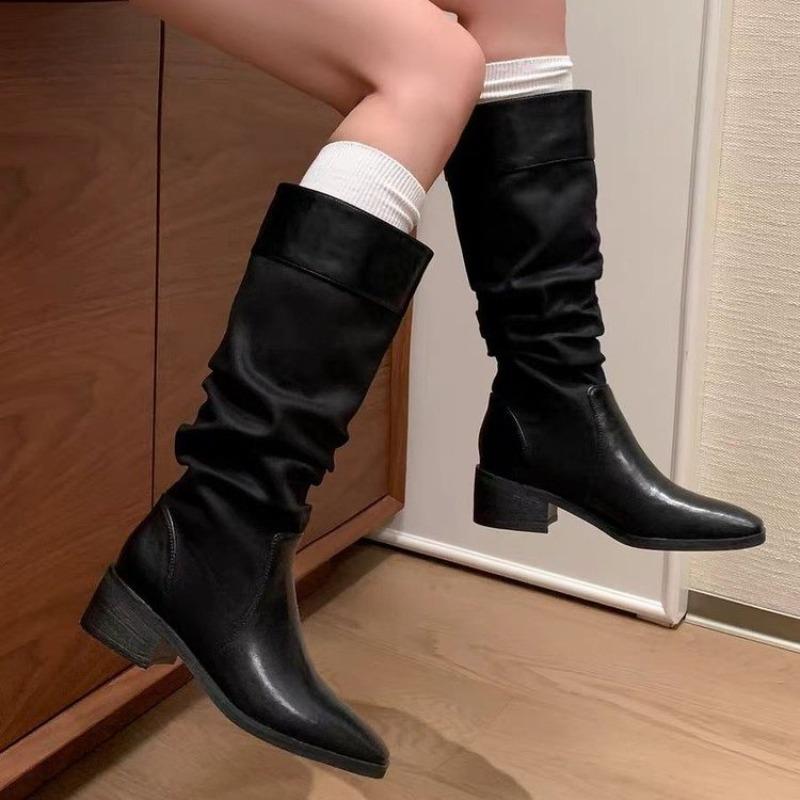 

Casual Block Heel PU Tall Women s Boots Summer New 40