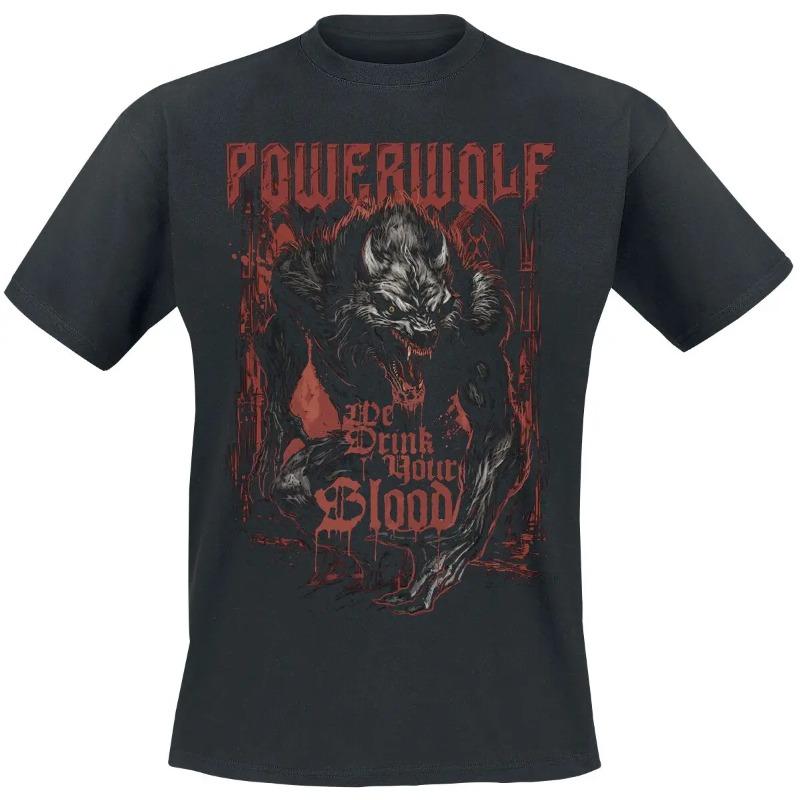 T-shirt in Cotone con Grafica Powerwolf Estiva Unisex Manica Corta Marca di Moda Tee Lusso Casual Vintage Retro Top