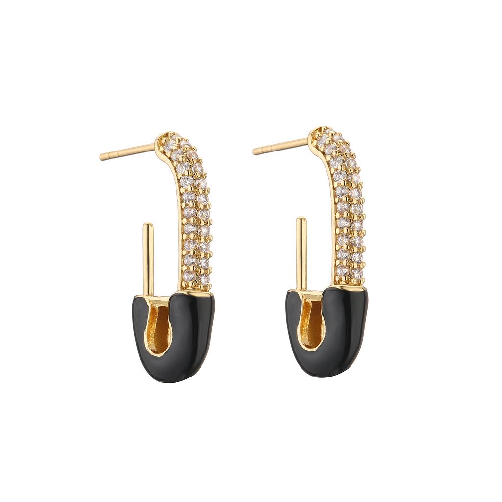 HECHENG,1 pair,Colorful Dropping Oil Earrings,Safe Pin Design Zircon,CZ Ear Stud,For Women