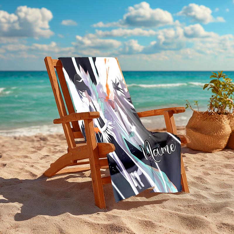 Personalized customized proof beach towel with Byakuya Kuchiki pattern - soft, absorbent, quick-drying, perfect swimming, camping&bathing