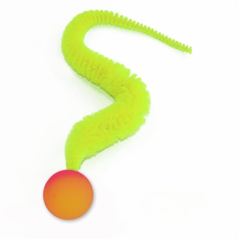 Cat Teaser Toy Bouncy Ball Fluffy Tail Simulation Caterpillar Kitten Toy Durable Bite Teaser Tool Interactive Cat Toy Supplies