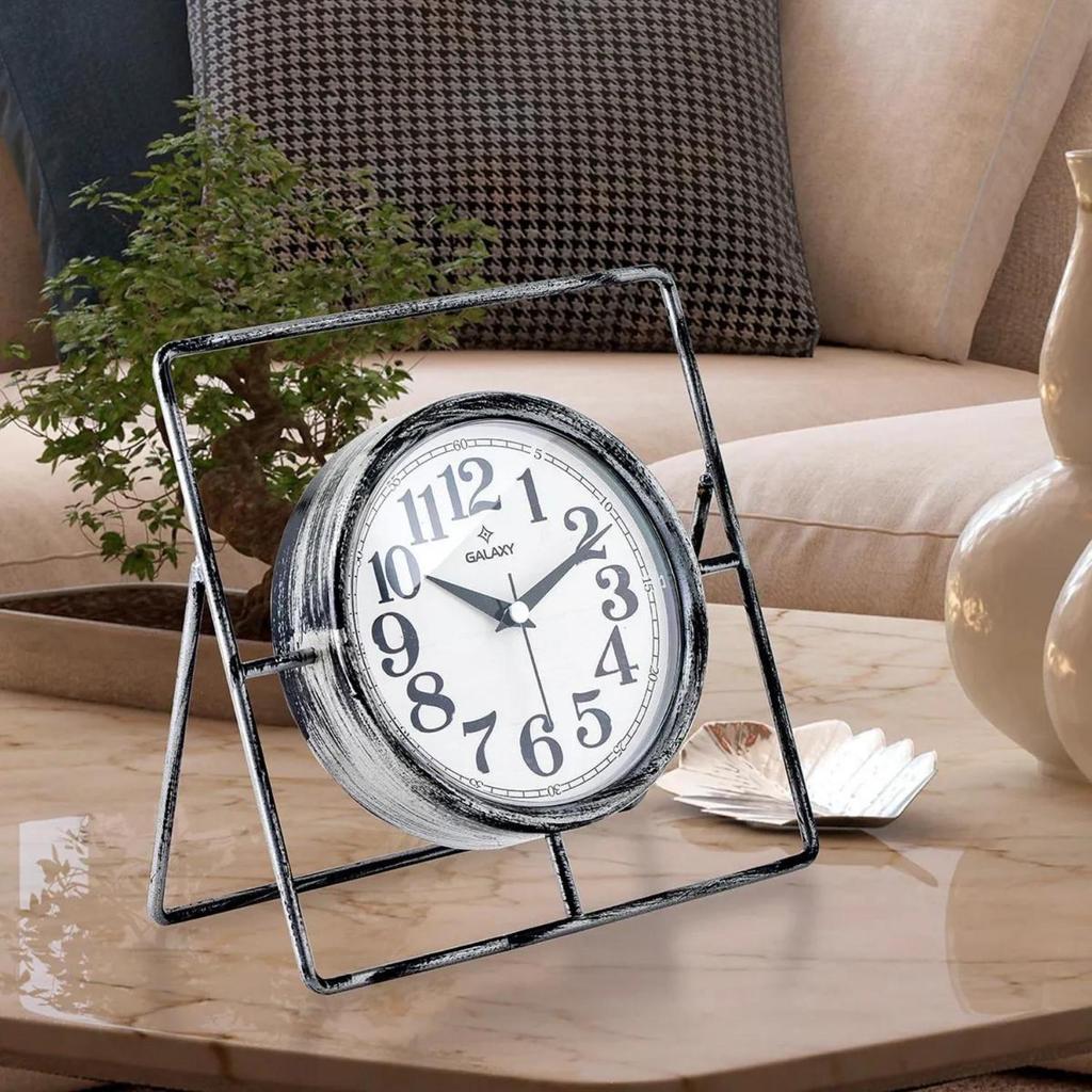 MUYIKA Metallo Decorative Metal Table Clock with Silent Mechanism, 24 Cm, 3 Different Colors, Home Decoration, Table & Desk Clock, Stylish Clock