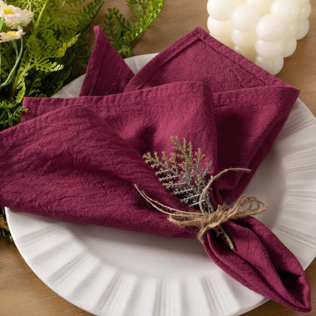 12pcs 40x40cm Sage Green Cloth Napkins Washed Cotton Tea Towel Dining Place Mats Wedding Party Christmas Baby Shower Decoration