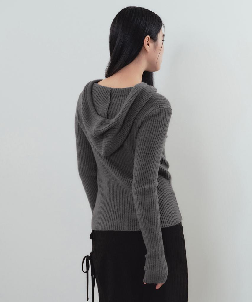 MUSINSA STANDARD WOMAN Women'S Soft Boucle Slim Hooded Knit [Medium Grey]