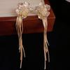 Pearl flower fringed earrings French light luxury stud earrings high-end temperament earrings women