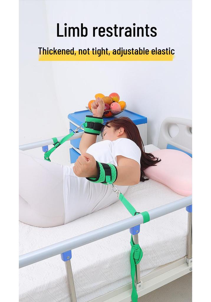 Wrist & Ankle Restraints for Bedridden Patients - Breathable, Anti-Agitation Bed Straps for Elderly