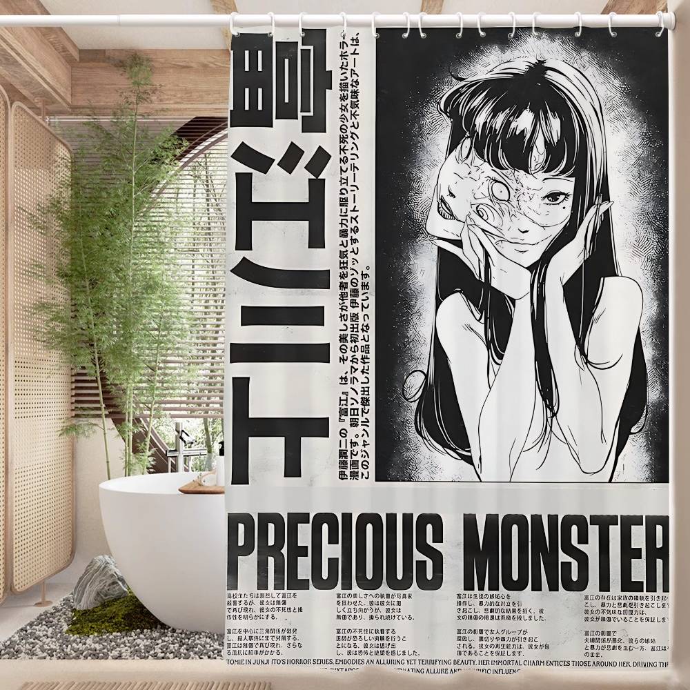 J-Junji Ito T-Tomie 1PC Printed Shower Curtain Waterproof Washable With 12 Hooks Bathroom Shower Home Use