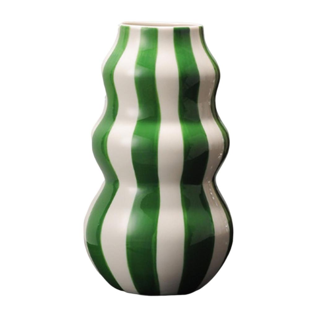 Painted Striped Ceramic Vase Birthday Gift Table Centerpiece Flower Arrangement for Table Entryway Living Room Shelf Office