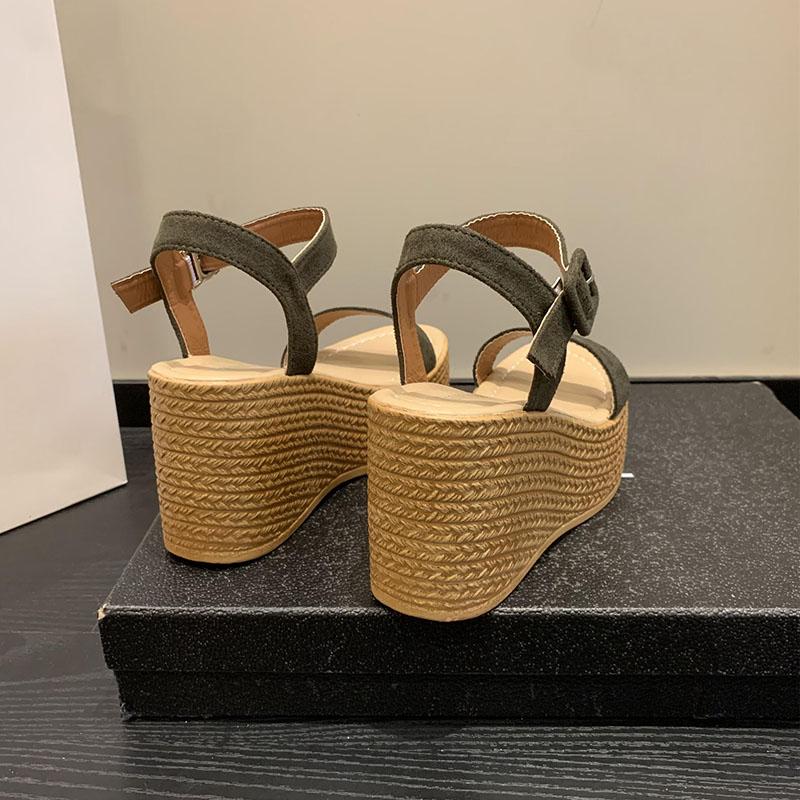 WTEMPO Dámské sandály se silnou podrážkou semišové přezka a šikmé podpatky příležitostné všestranné sandály proti skluzu dropshipping velkoobchod