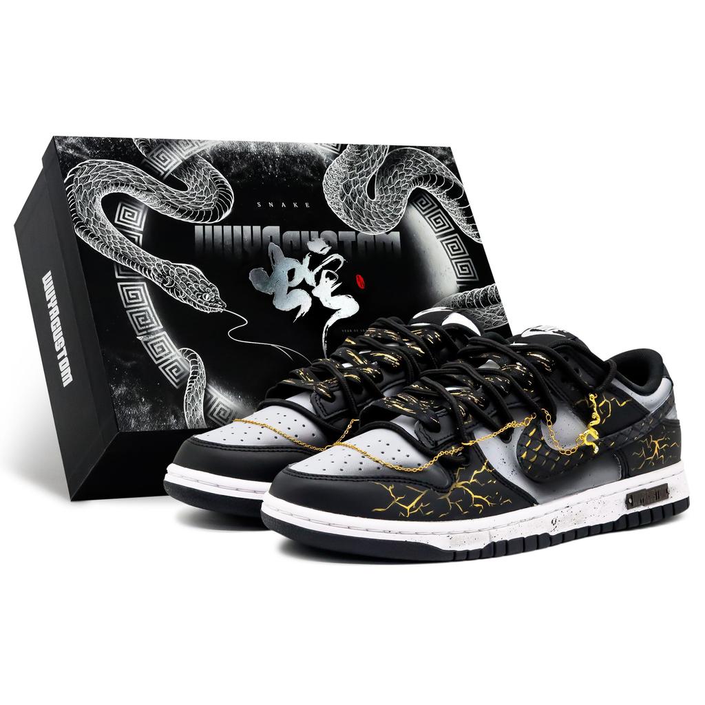Nike Dunk Slip Resistant, Abrasion Resistant, Lightweight Low Top Skateboard Shoes Unisex Black Gold DD1391-100(Team52-S-BOX)