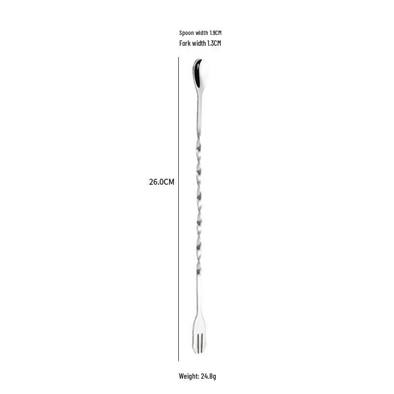 Stainless Steel 410 Double-Headed Long Handle Cocktail & Milk Tea Mixing Spoon
