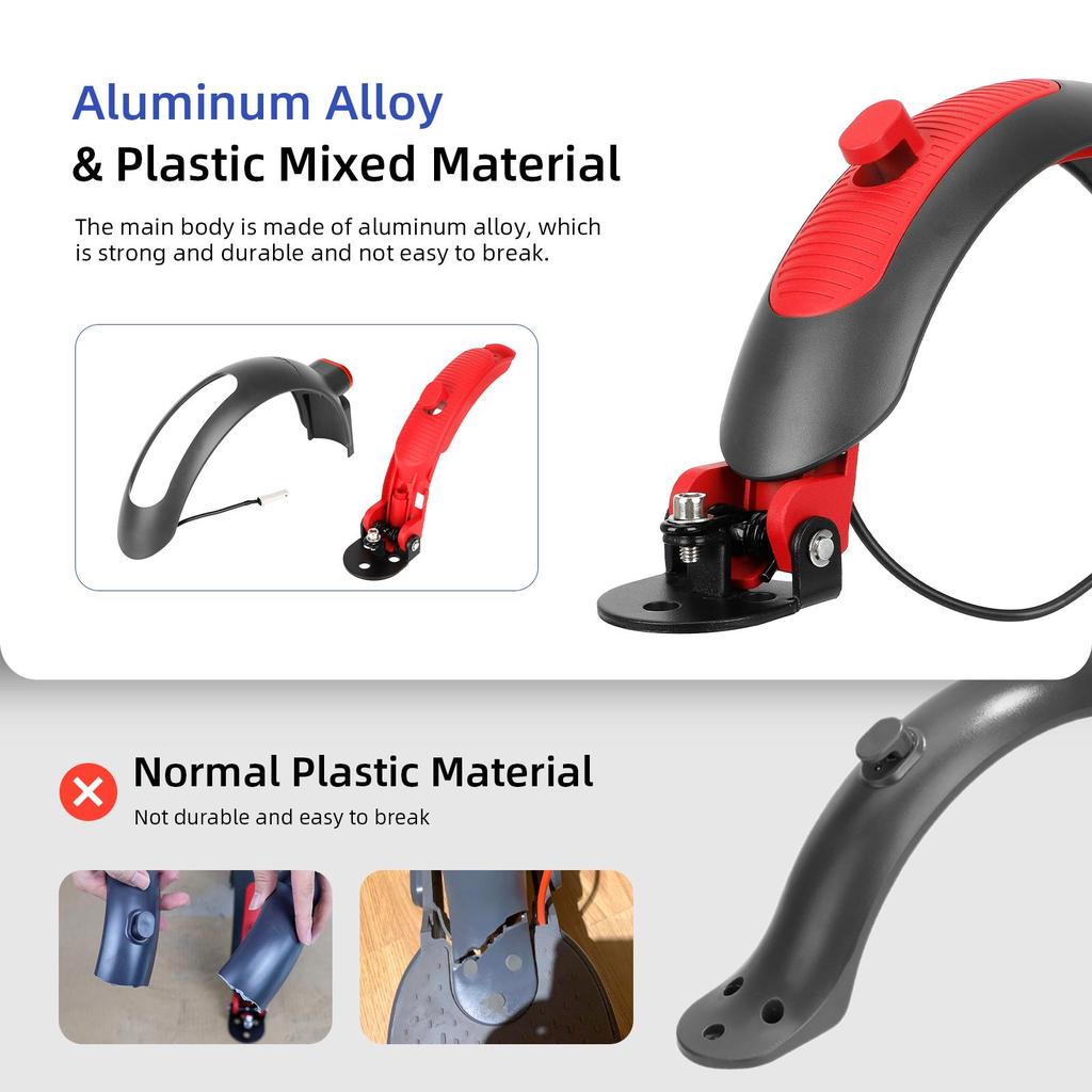 Gray-Red Ulip Superior Rear Fender with aluminium for Xiaomi scooters