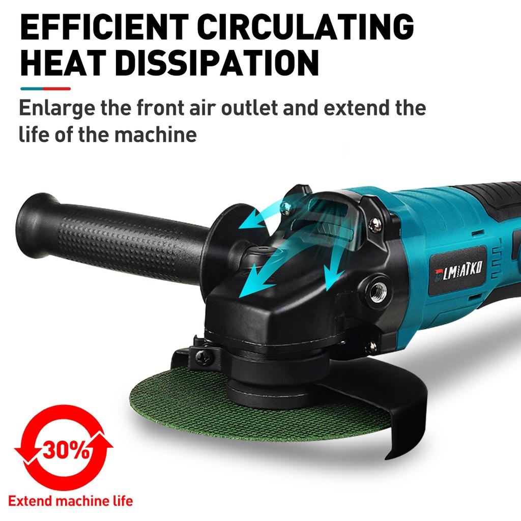 100/125MM Brushless Electric Angle Grinder 4 Speed Cutting Machine Power Tool 2pcs Lithium-Ion Battery For Makita 18V Battery