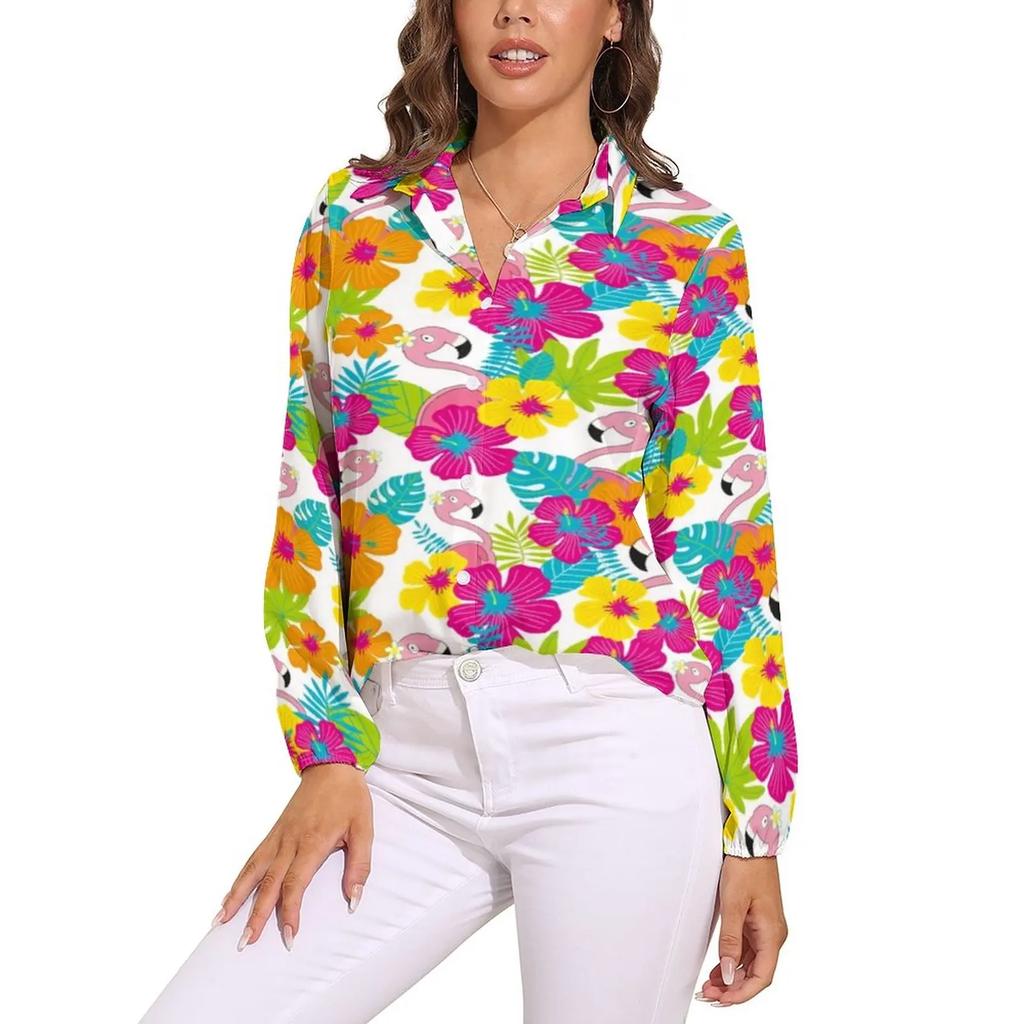 Helle Flower Power Bluse Retro Hippie Blumen Trendige Bedruckte Blusen Damen Langarm Freizeithemden Frühling Übergroße Kleidung