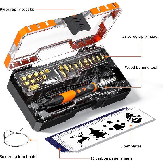 Wood Burning Kit Professional Pyrography Wood Burning Tool, Wood Burner Kit with Accessories for Embossing Carving DIY Adults Crafts Beginners