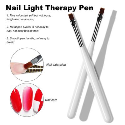 2Pcs Nail UV Pens Smooth Even Application Metal Nylon Bristles White Pole Lightweight Body Nail UV Pens