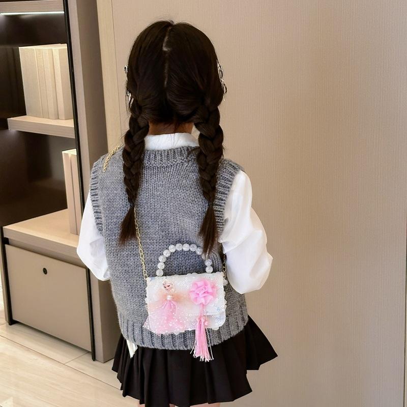 Girl Enchanting Cartoon Handbag With Pearl Accents Bright Colors For Everyday Fashion