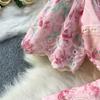 Elegant 2 Piece Set Women Summer Spring Floral Print Embroidery Prom Evening Party Long Dress Suits Crop Top Skirts Suits