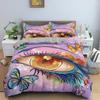 3D Blaues Böses Auge Bettbezug King Queen Größe Psychedelisches Magisches Zeichnungsaugen Bettwäscheset Kinder Jugendliche Erwachsene Polyester Steppdeckenbezug