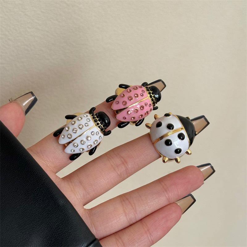 Geometric Insect Drip Oil Ring Korean Fashion Beetle Painting Ring Minority Design Jewelry Accessories Chunky Enamel Ring Gift