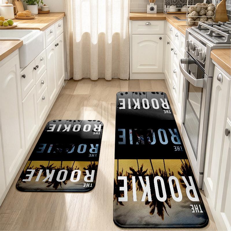 The Rookie Print Flannel Kitchen Mat Christmas Soft Area Rug Non Slip Floor Carpet Home Decoration