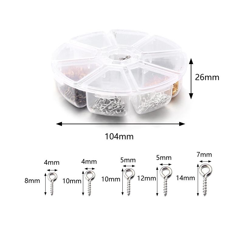 

400-800pcs/Box 4 Colors Small Eye Screw Pins Metal Eyepin Hooks Eyelets Screw Threaded Clasps For DIY Jewelry Making Supplies 4x8mm