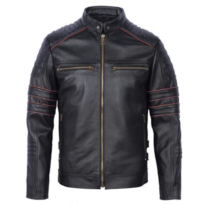 Vestes en cuir de Moto avec crâne brodé noir, veste de Moto en cuir de vache 100% naturel, manteau en cuir de motard, vêtements chauds d'hiver M219