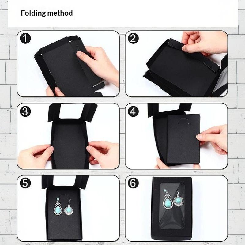 10Pcs Window Folding Paper Box For Kraft Paper Postcard Photo Frame Holiday Greeting Card Candy Biscuit Packing Box