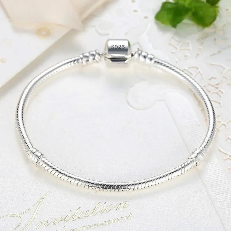 Handmade Original Fine Jewelry Silver Charm Bracelet Soft Smooth Snake Bone Bracelets for Women