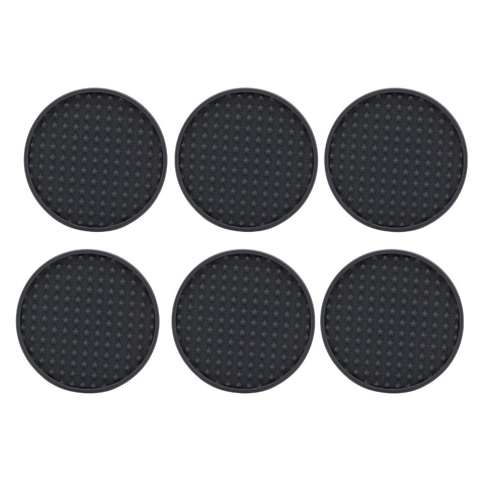 6 Pcs Black Grey Drink Coaster 3.9x3.9 In Non Slip Coaster Heat Resistant Coaster  Stone Table