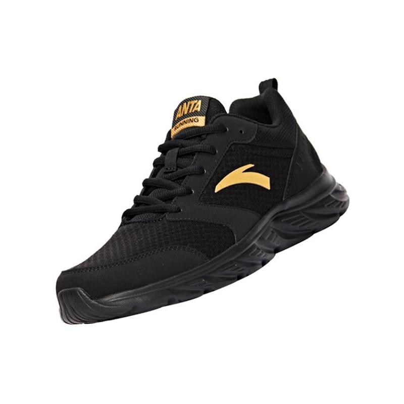 Anta Shock Absorbers Slip Resistant Abrasion Resistant Breathable Low top Running Shoes Men's Black Gold Sneakers 91915581-9