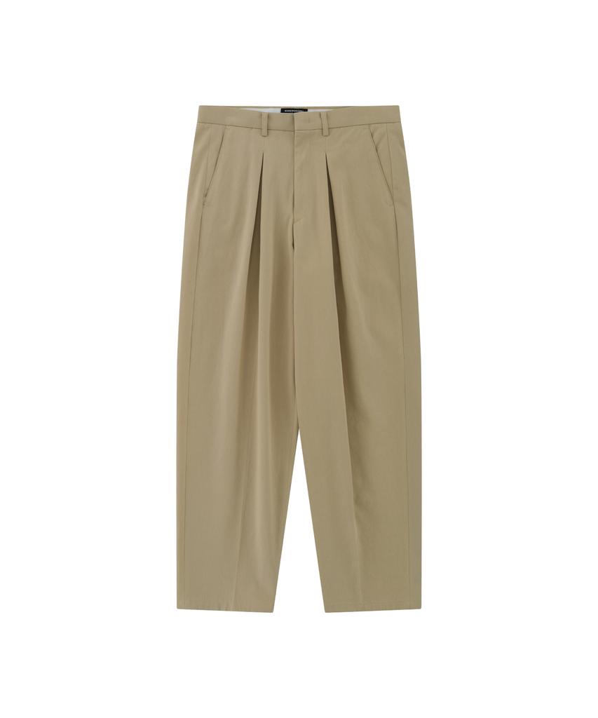 Honguseong Wide Cotton Inverted Pleats Trousers_Beige