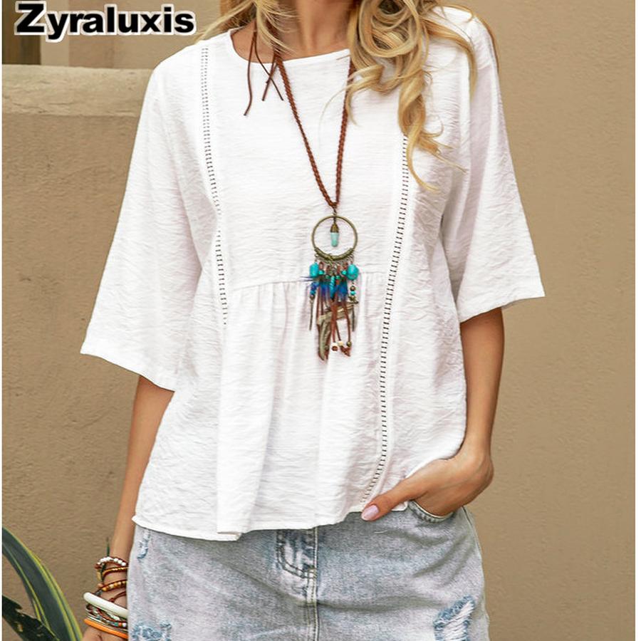 Spring/Summer Temu Floral Lace Hollowed Women s Casual Cotton Linen Solid Sleeveless Shirt S белый