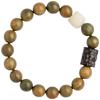 Natural Green Sandalwood Buddha Lion Wood Carving Black Ebony Cool Touch Bracelet Couple Vintage Style