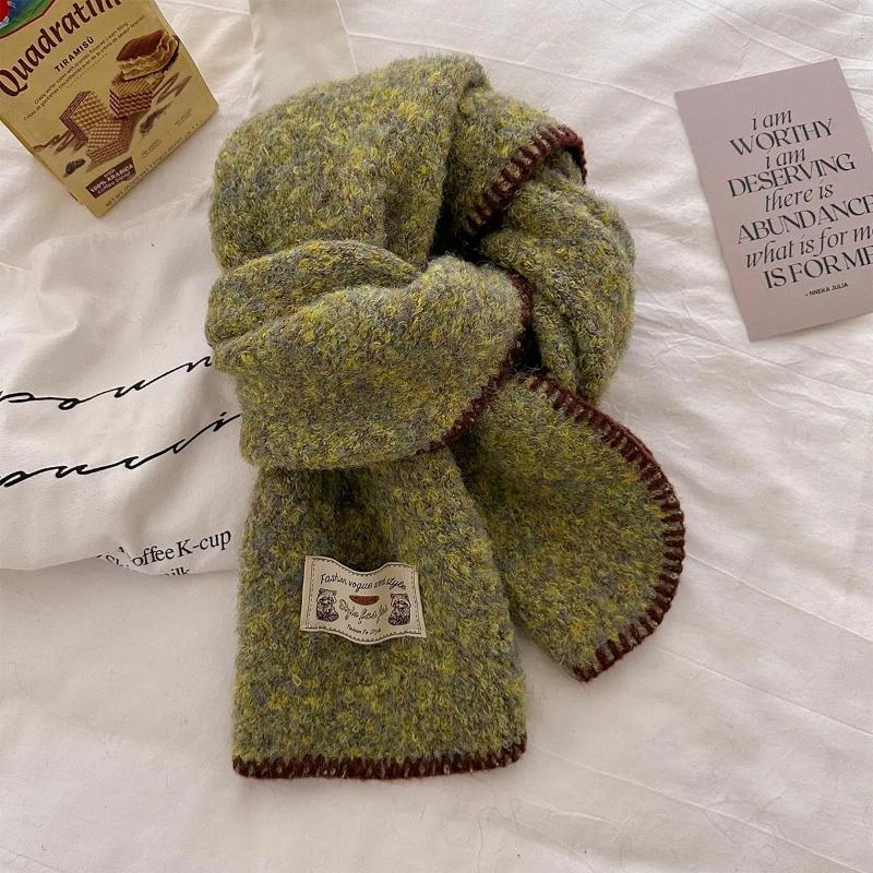 

2024 Новые ретро-осенние и зимние новые теплые и вязаные шейные платки 25x168cm