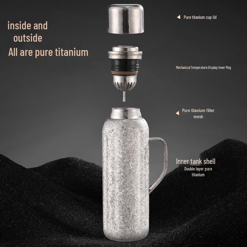 Luxury Titanium Insulated Cup Set with Tea Separator for Men & Women - Portable Design with Handle