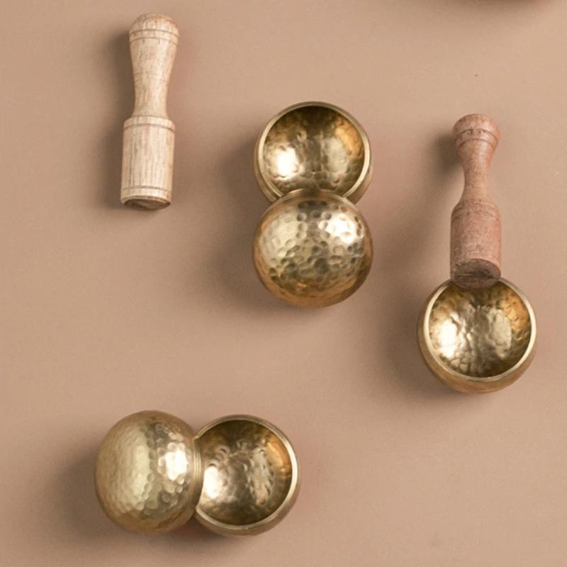 Mini-Klangschale, tragbar, kleine tibetische Schalen, Nepal, handgefertigt, Meditation, Klangheilung, Achtsamkeit, spirituelles Kupfer-Percussion-Musikinstrument