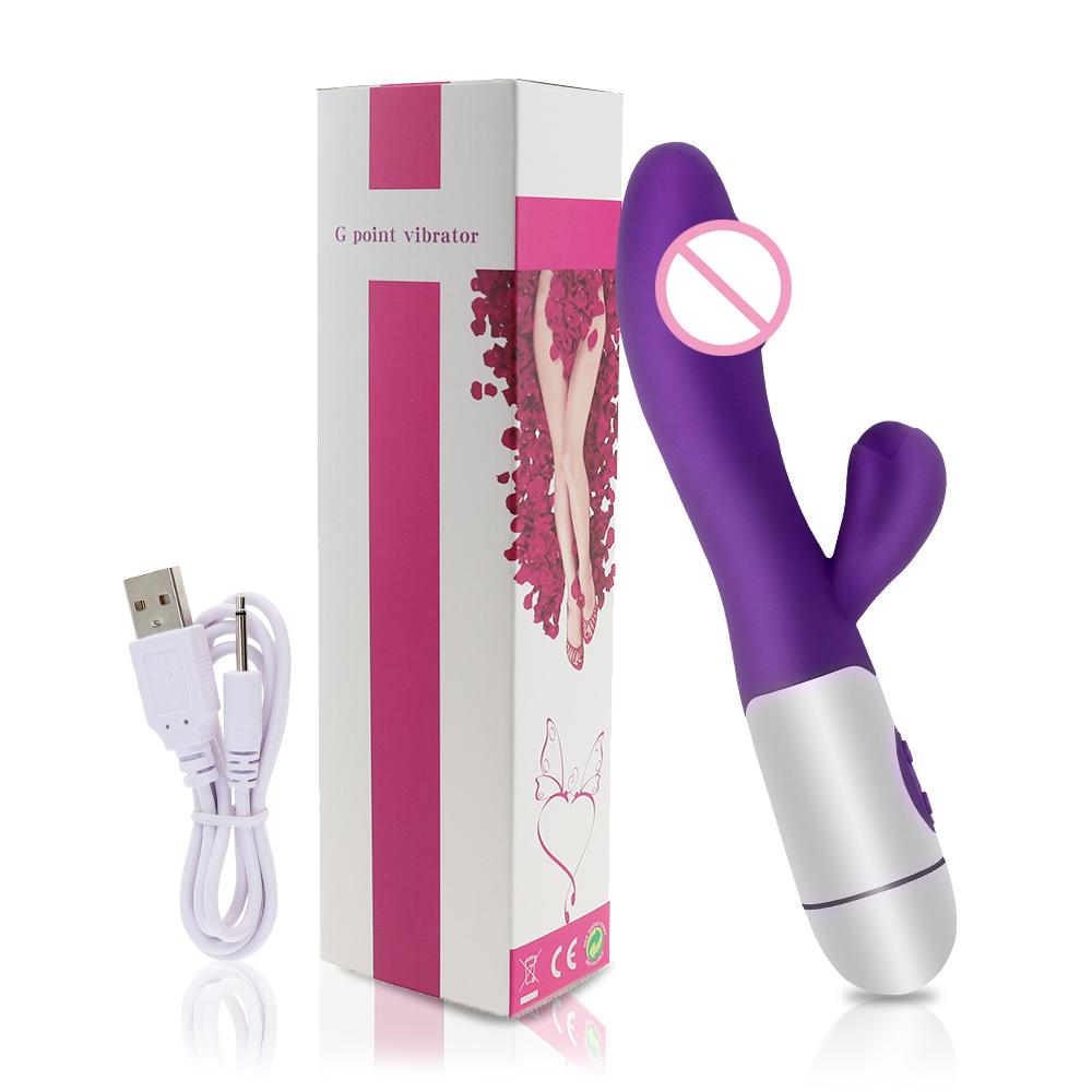 Rechargeable Dildo Rabbit Vibrator Dual Vibration G Spot Vagina Massager AV Stick Clitoris Sex Toys for Women Female Masturbator